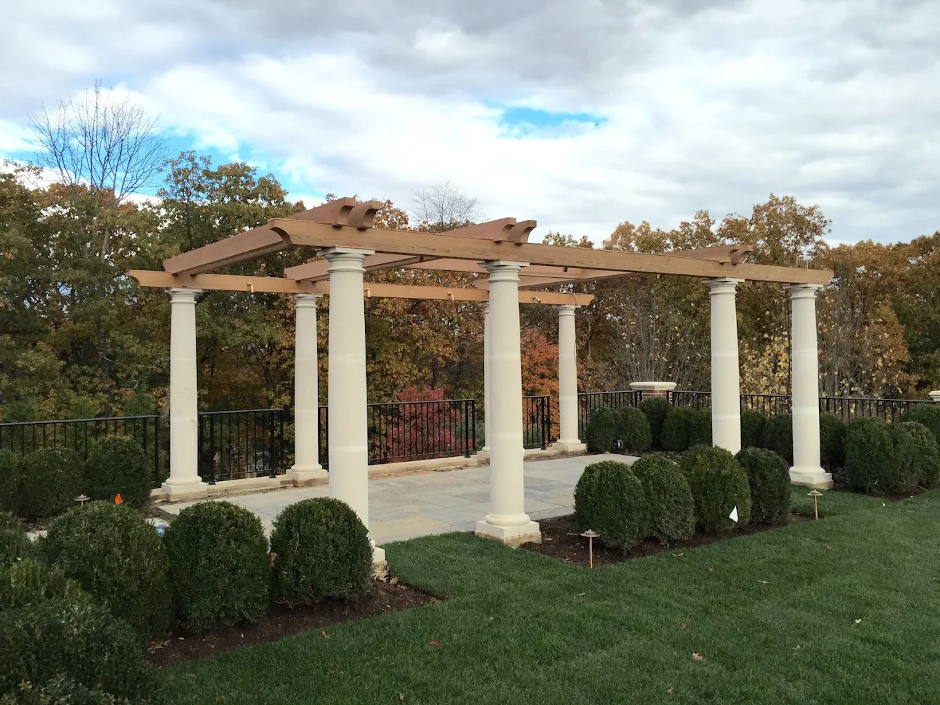 Stone patio pergola